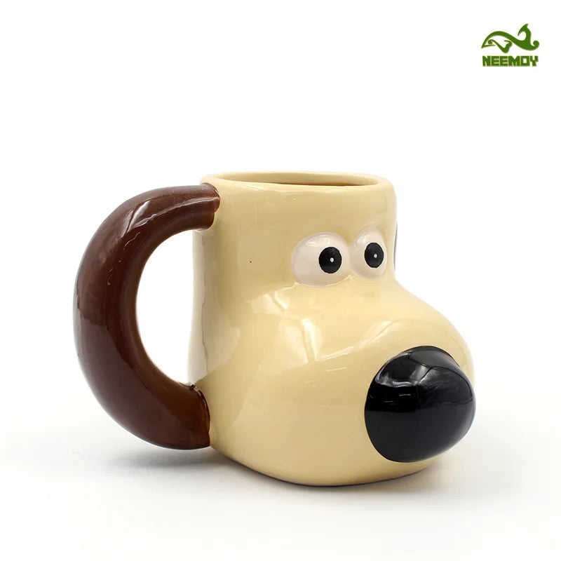 3D Cartoon Dog Ceramic Mug - High Capacity