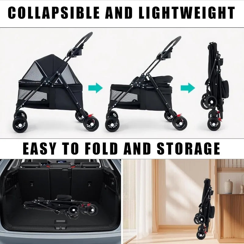 Lightweight Pet Stroller - Foldable for Dogs & Cats Outdoor Travel