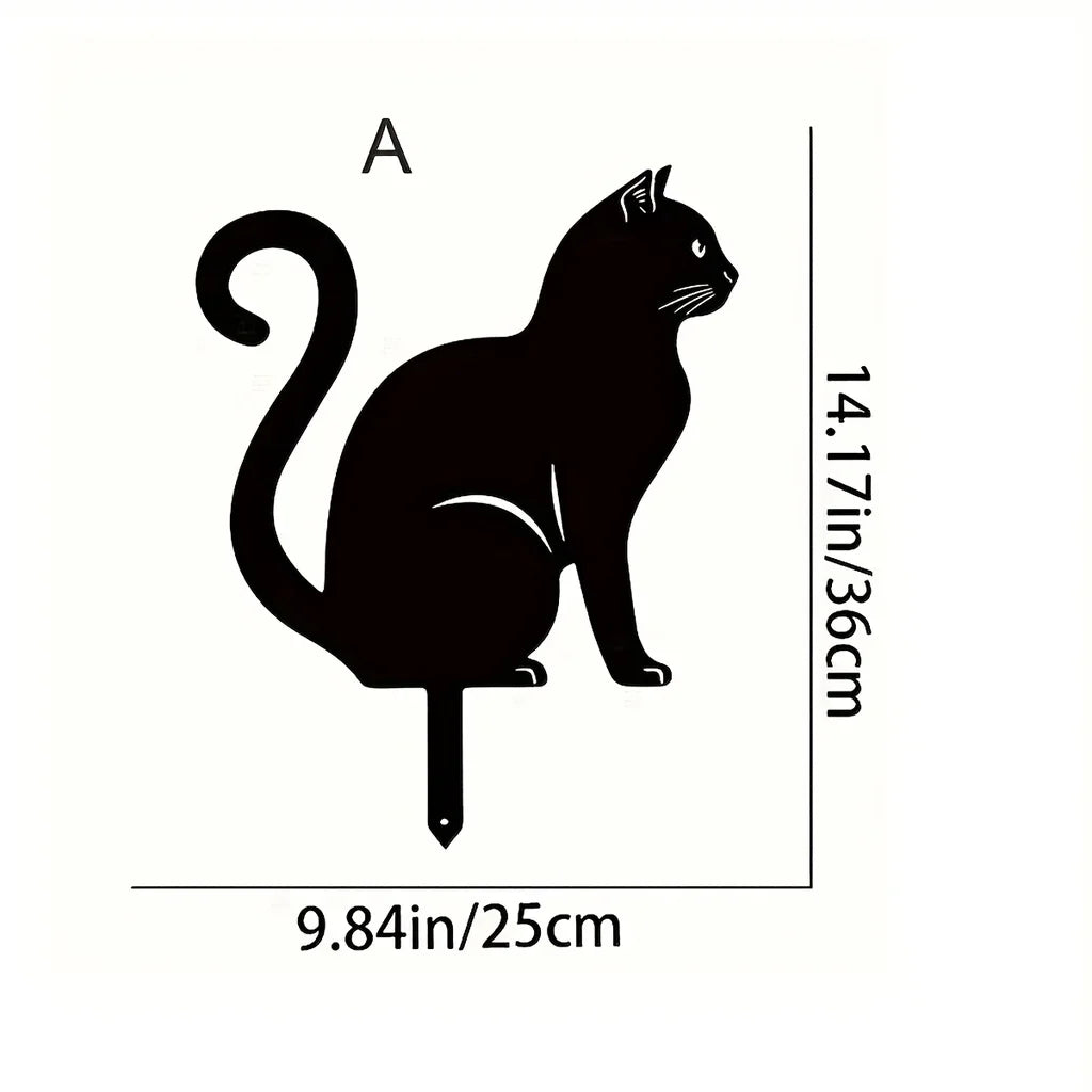 Cat Family Garden Stakes - Cute Silhouette Decorations for Yard & Lawn