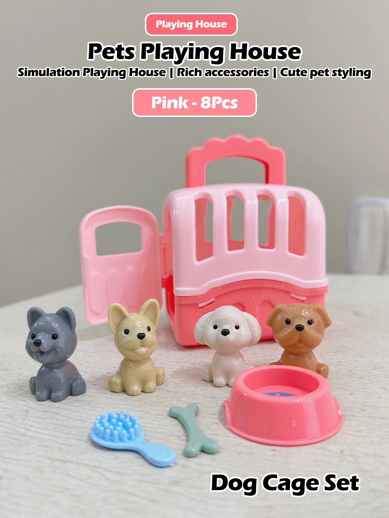 Dog Pet Family Toy Set - Miniature Playset