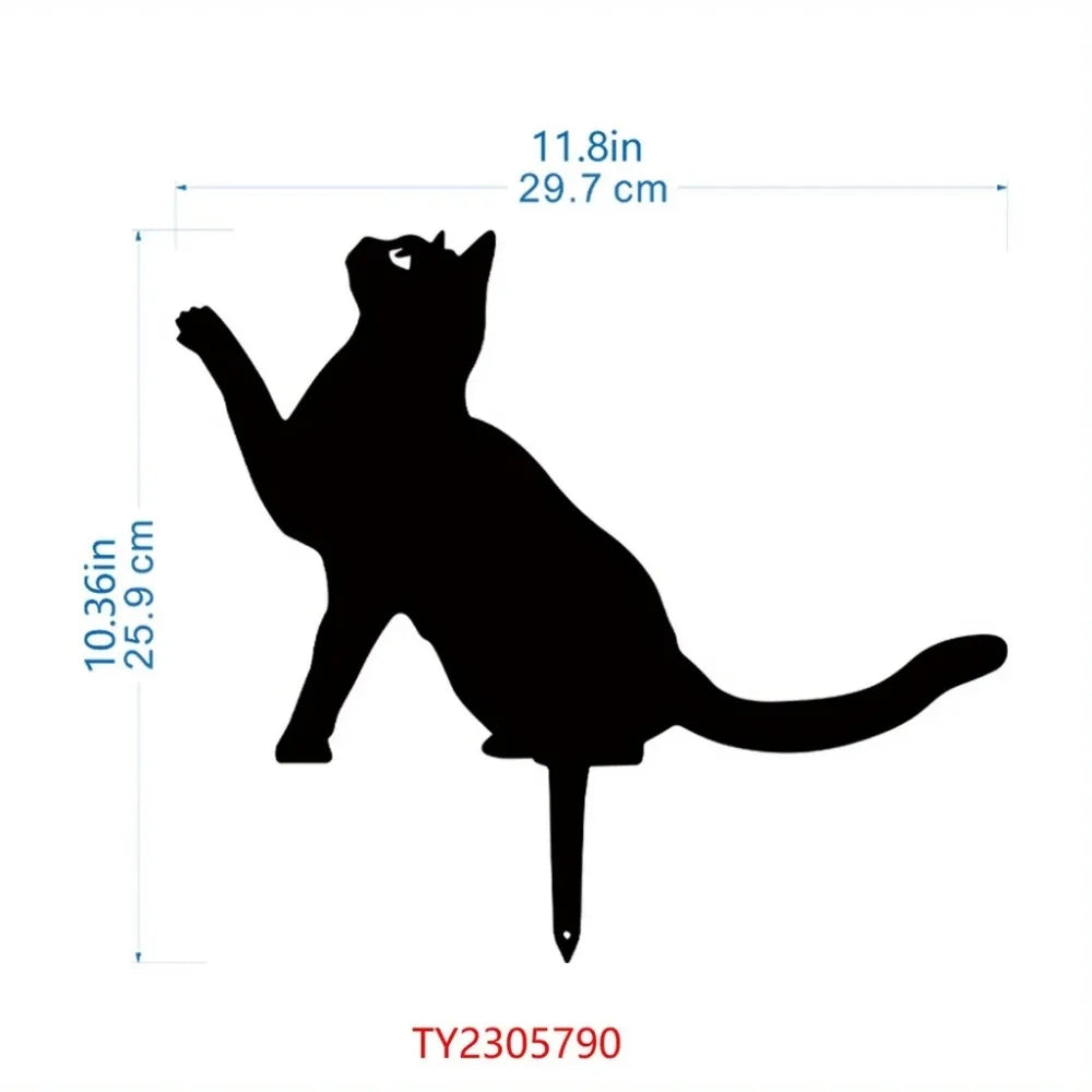 Cat Family Garden Stakes - Cute Silhouette Decorations for Yard & Lawn