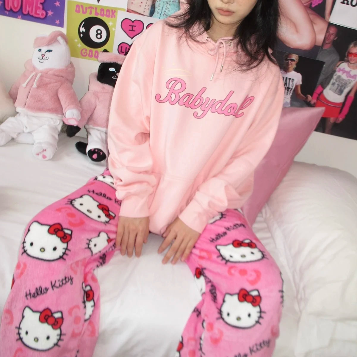 Hello Kitty Fleece Pajama Pants - Soft Trousers