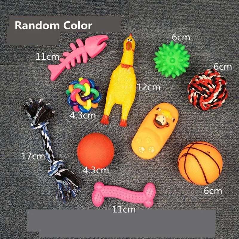 Dog Toy Kit - Ball, Bone, Rope & Squeaky Toys