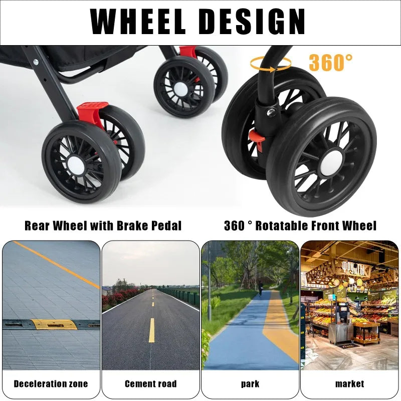 Lightweight Pet Stroller - Foldable for Dogs & Cats Outdoor Travel