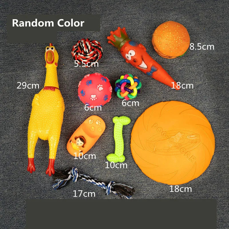 Dog Toy Kit - Ball, Bone, Rope & Squeaky Toys