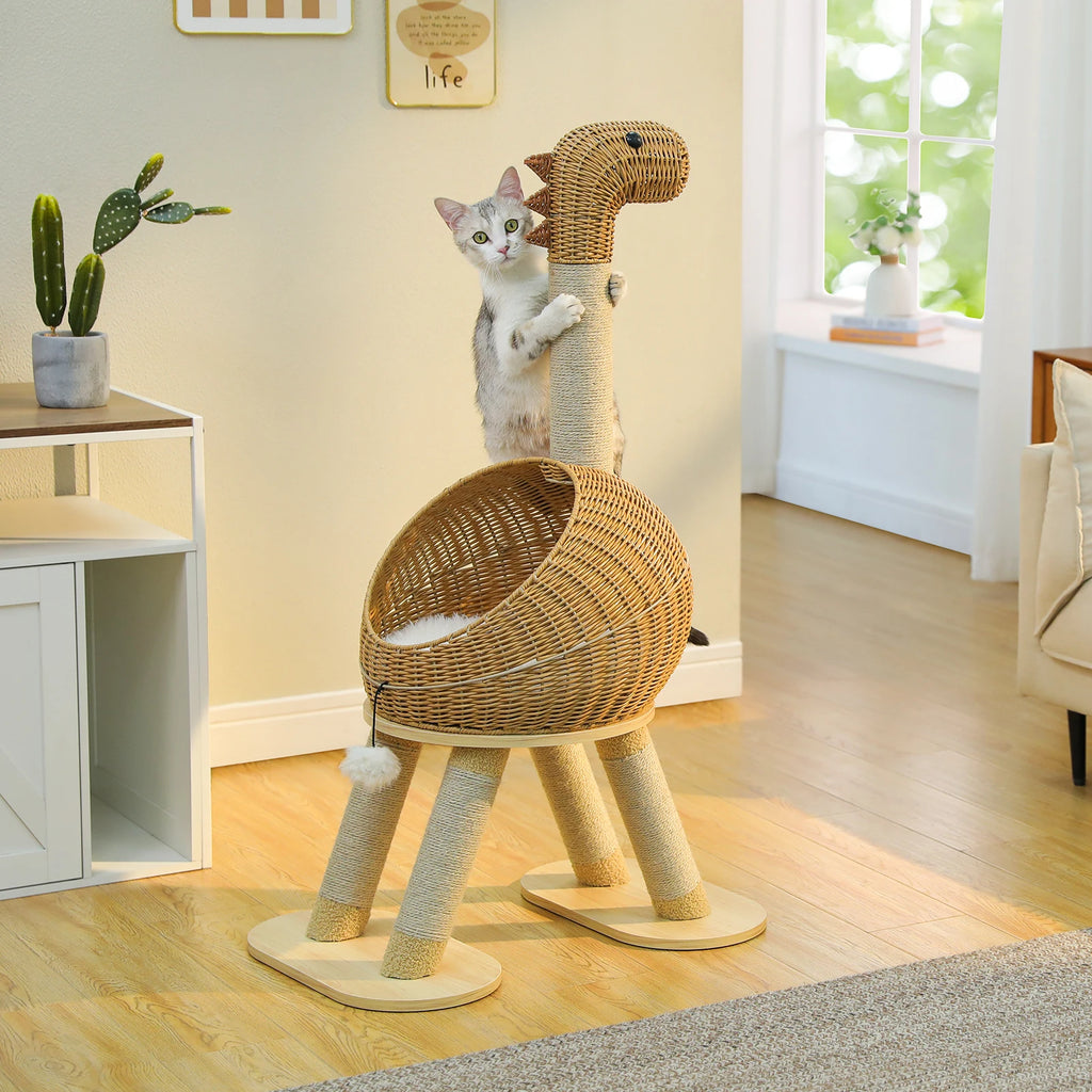 Dinosaur Cat Tree Tower - 116cm Multi-Level Scratching Post
