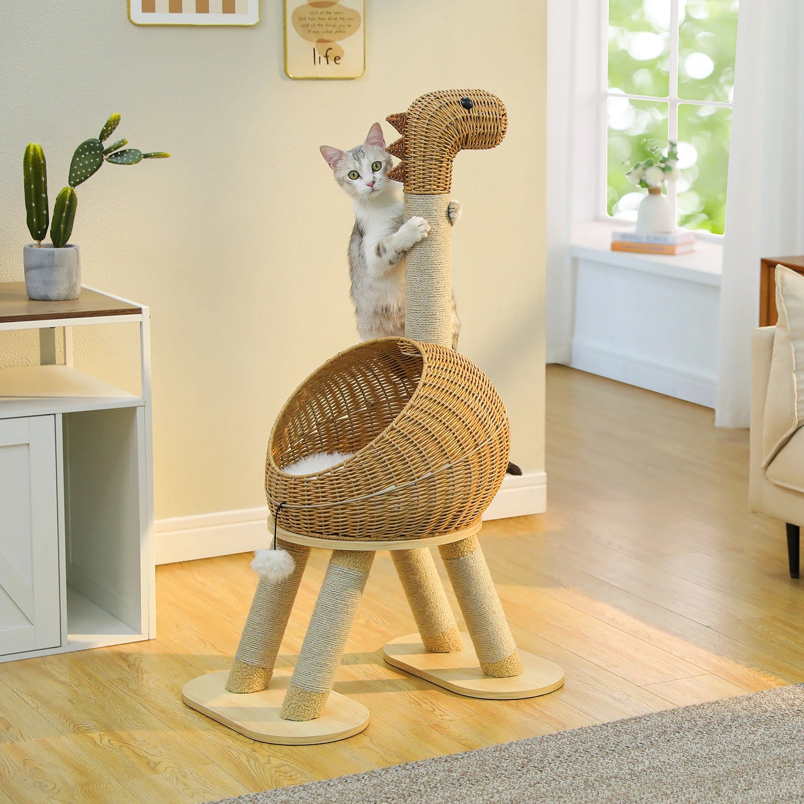 Dinosaur Cat Tree Tower - 116cm Multi-Level Scratching Post
