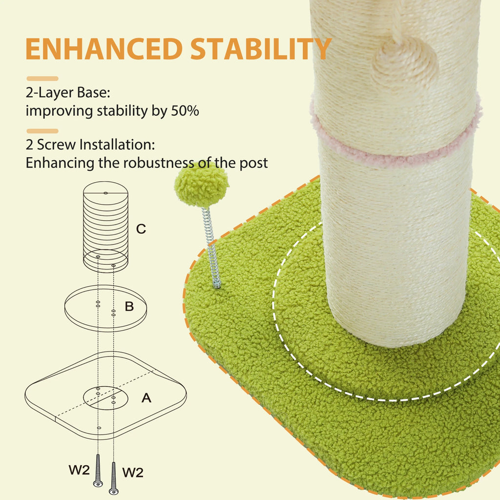 Pink Flower Cat Tree with Sisal Scratching Post & Perch