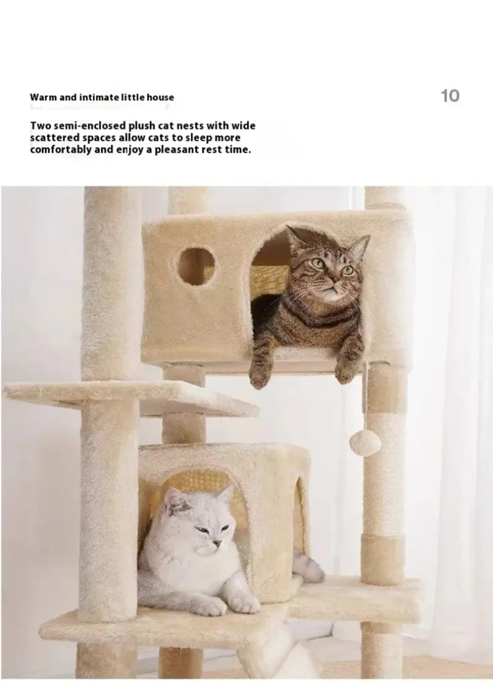 Multi-Level Cat Tree Tower - Sisal Posts, Hammock, Perches & Condos for Indoor Cats