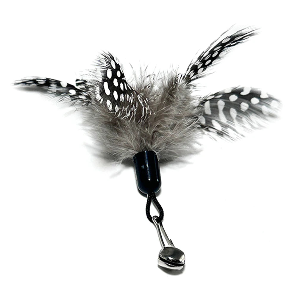 Interactive Cat Feather Toy Set - 5 Replacement Attachments with Bells
