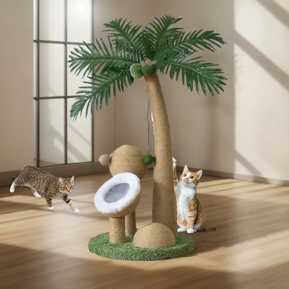 Coconut Tree Cat Scratching Post - Natural Sisal