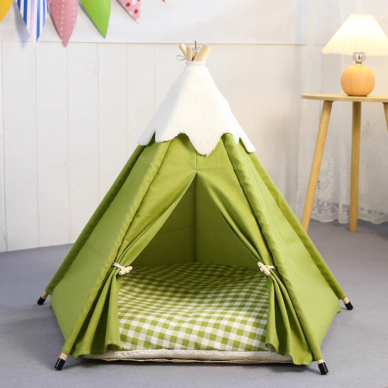 Cozy Pet Teepee Tent - Washable Bed with Plush Pad for Small Dogs & Cats