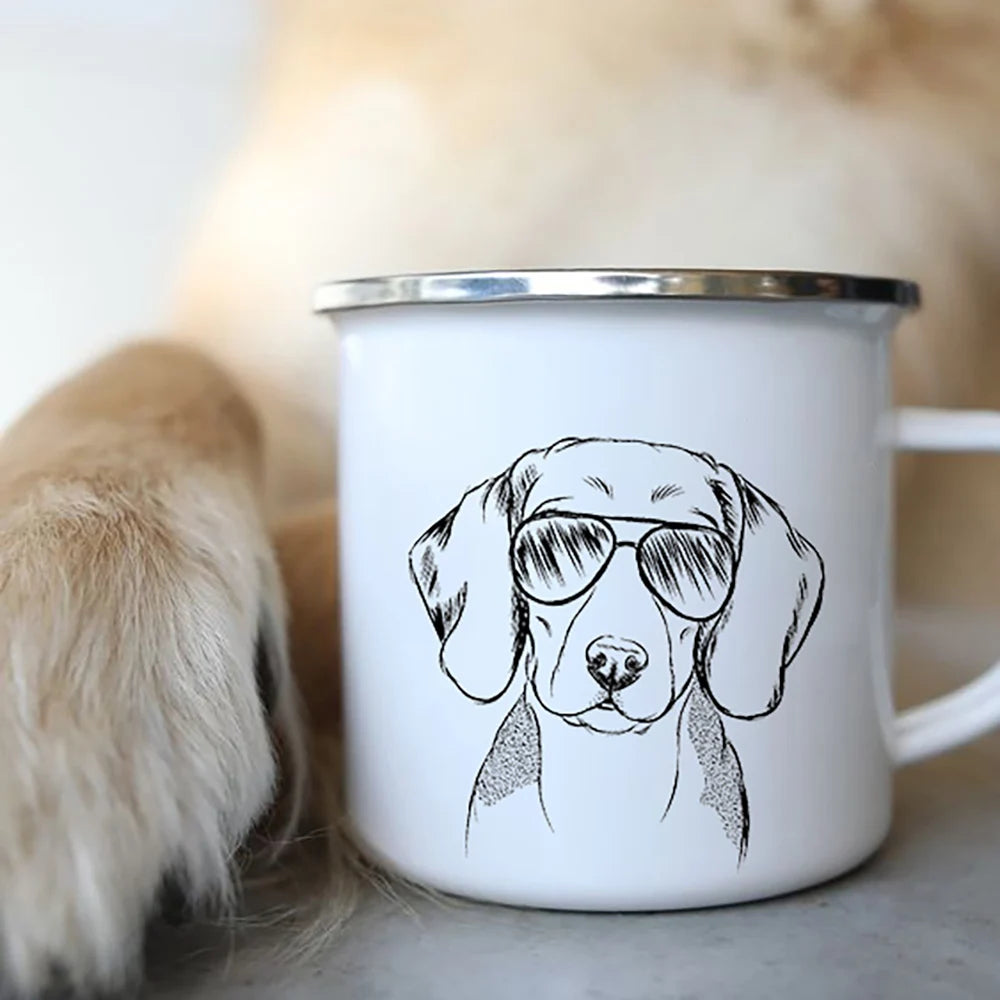 Dog Print Enamel Mug - Funny Bulldog Design