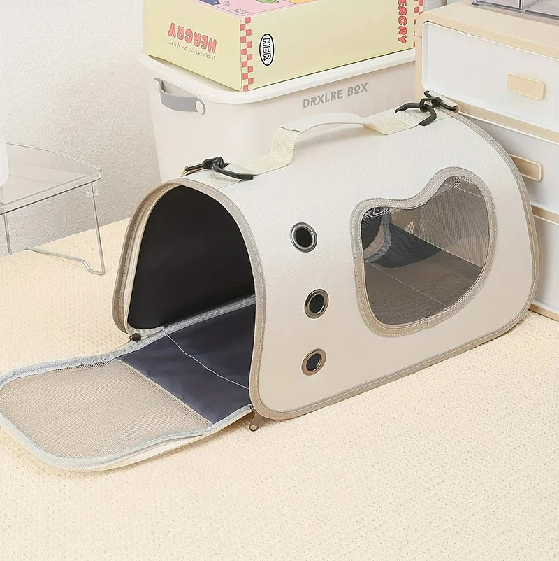 Portable Foldable Cat Carrier - Breathable Shoulder Bag for Small Pets