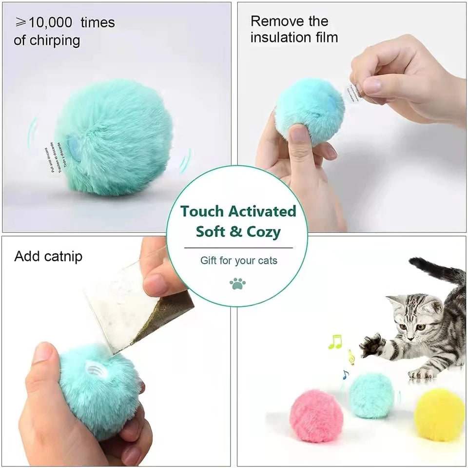 Smart Interactive Cat Ball - Touch Activated Squeaky Catnip Toy