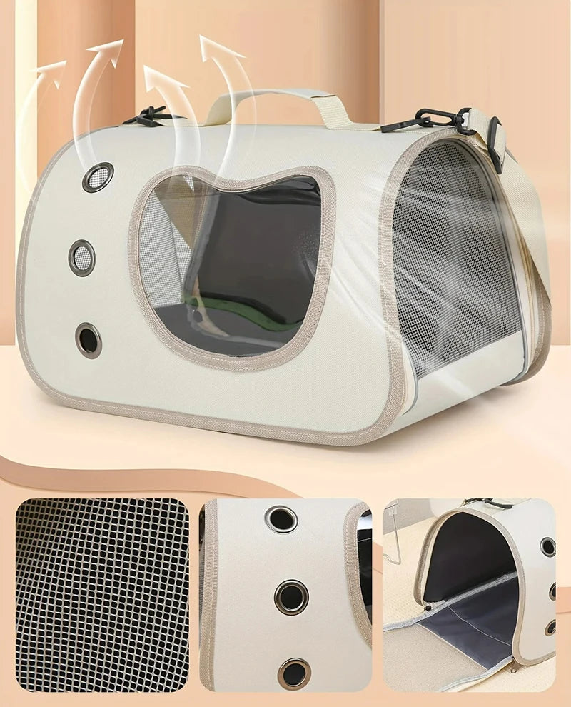 Portable Foldable Cat Carrier - Breathable Shoulder Bag for Small Pets