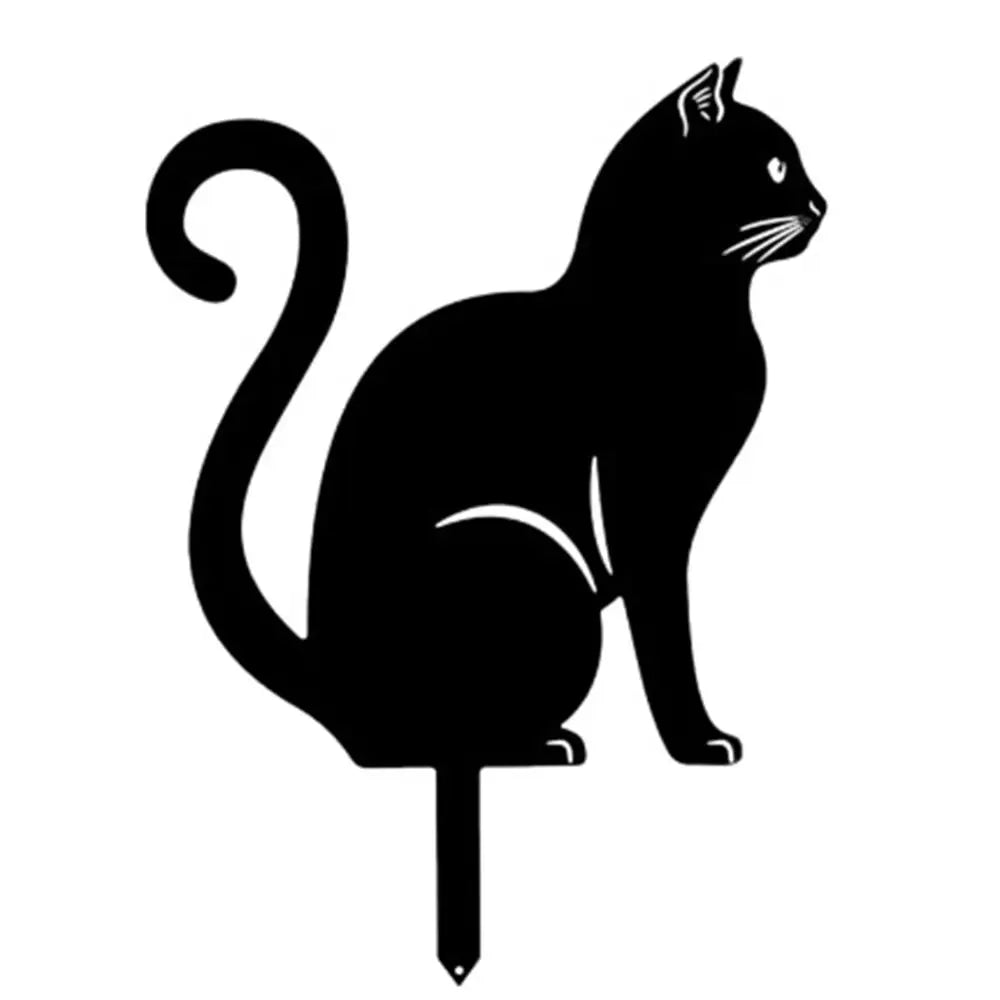 Weatherproof Black Cat Garden Figurine - Durable Iron Art Outdoor Sculpture