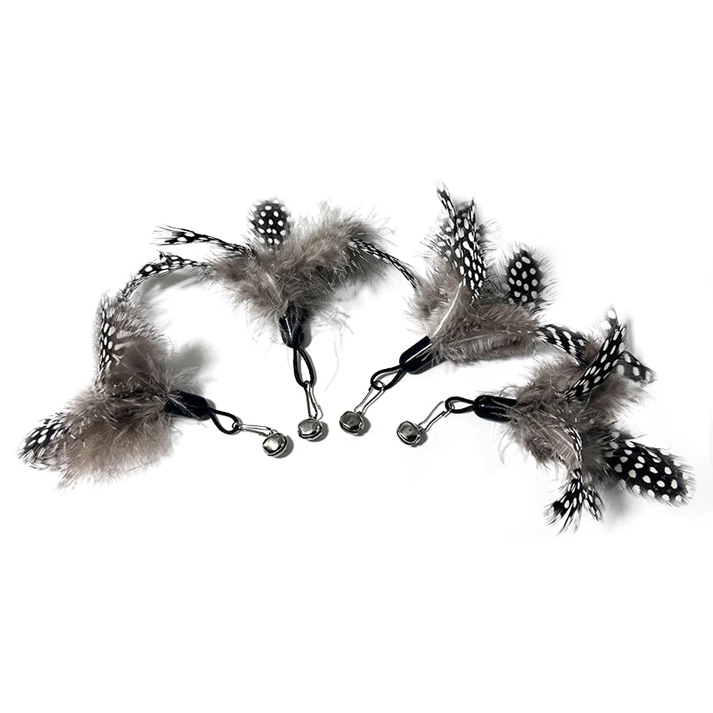 Interactive Cat Feather Toy Set - 5 Replacement Attachments with Bells