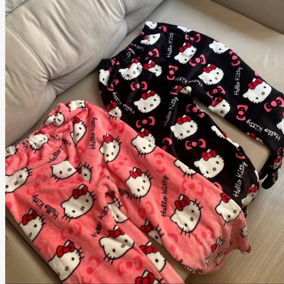 Hello CATS Pajama Pants - Soft Fleece Kawaii Sleepwear for Women