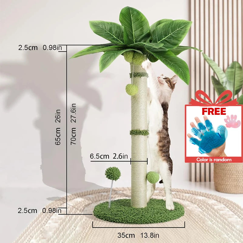 Tall Cat Scratching Post - 65cm Premium Sisal Tree with Interactive Toys