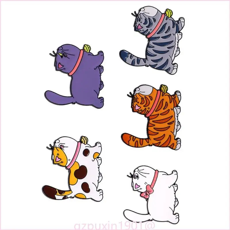 5-Piece Artistic Cat Brooch Collection