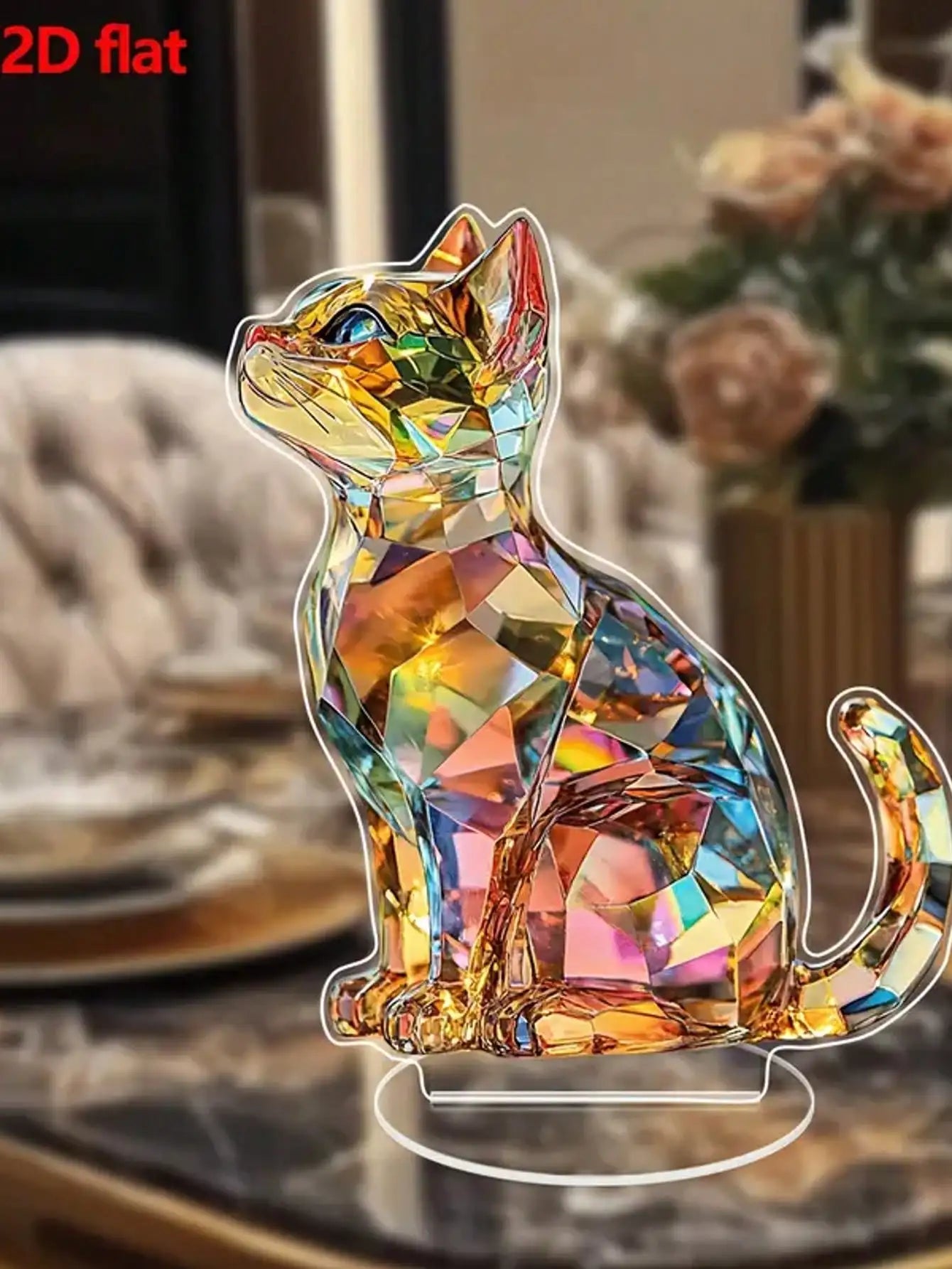 Elegant Cat Table Sculpture - Classic Animal-Themed Home & Office Decoration