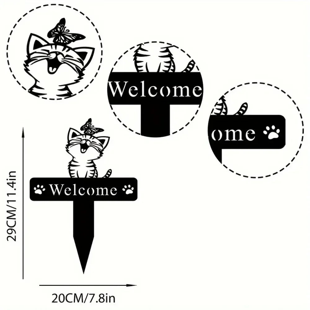 Black Cat Metal Garden Art - Farmhouse Yard Decor & Outdoor Ornaments