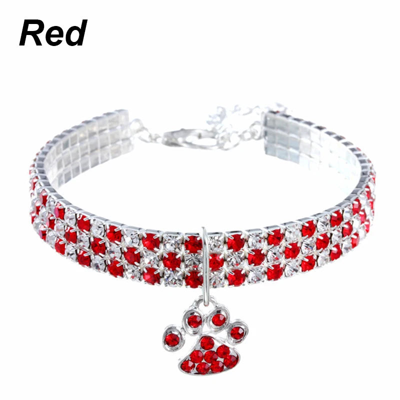 Cat Rhinestone Diamante Collar Necklace for Kitten Cute Bling Pet Necklace for Small Medium Pet Pink Party Gifts Cat Necklace
