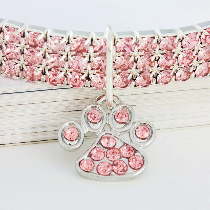 Cat Rhinestone Diamante Collar Necklace for Kitten Cute Bling Pet Necklace for Small Medium Pet Pink Party Gifts Cat Necklace