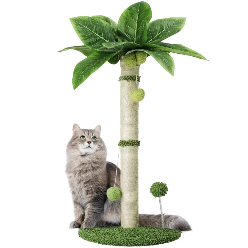 Tall Cat Scratching Post - 65cm Premium Sisal Tree with Interactive Toys