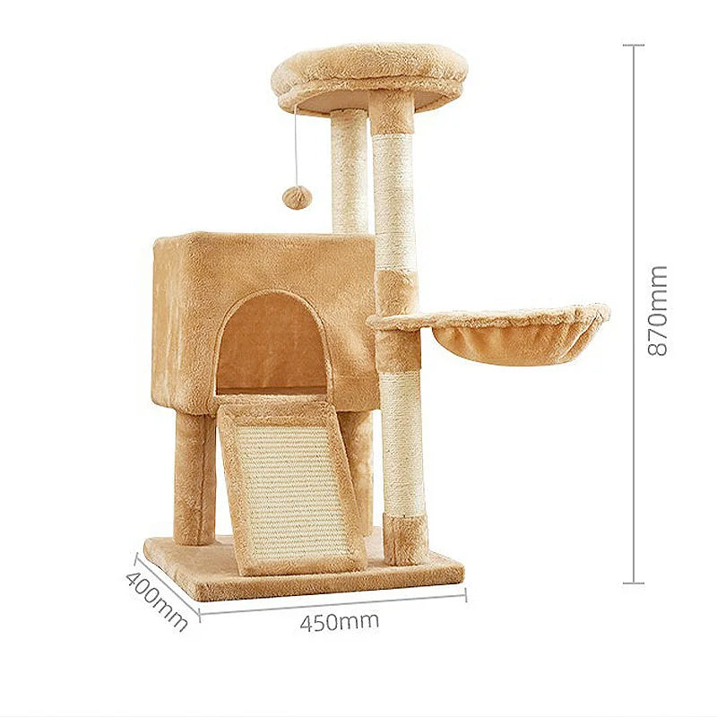 Luxury Multi-Level Cat Tree - Double Condos, Hammock & Sisal Scratching Posts