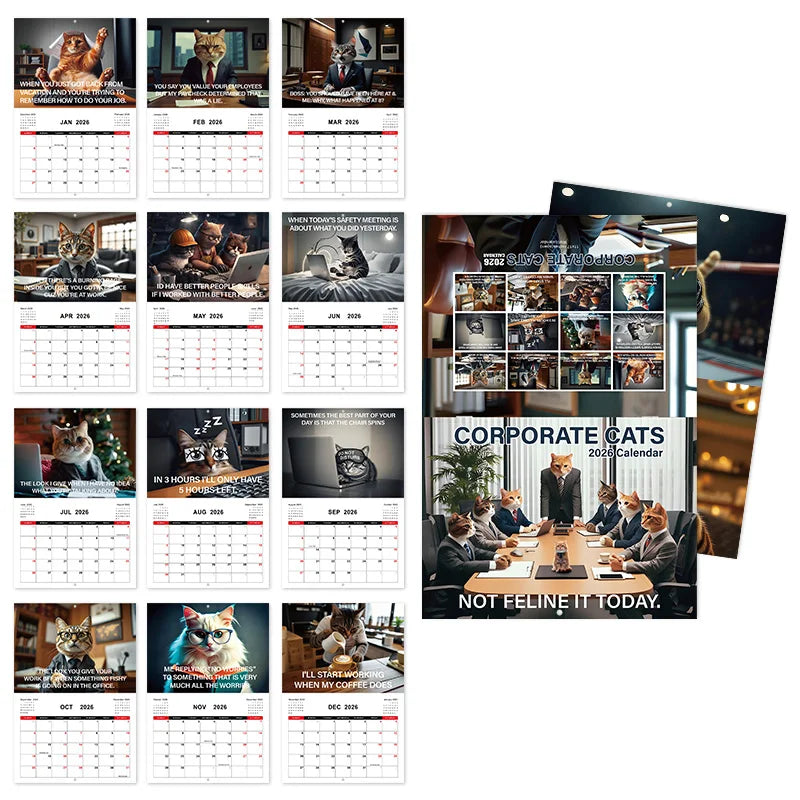 2026 Cat Art Wall Calendar - Daily Planning with Adorable Kitten Designs