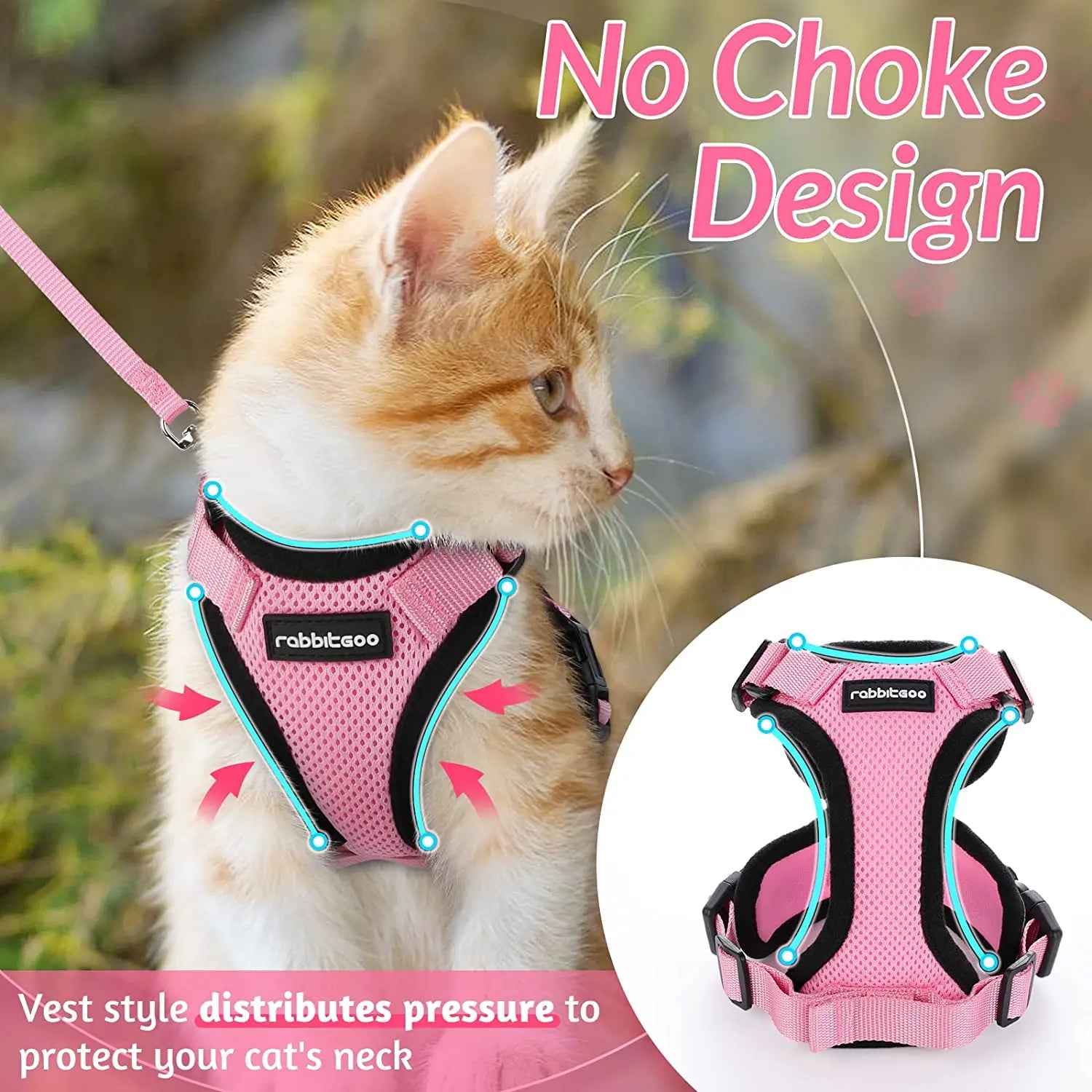 Escape-Proof Cat Harness & Leash Set - Breathable Vest with Reflective Strips