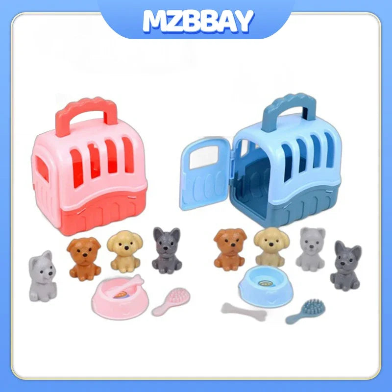 Pet Family Pretend Play Set - Mini House & Dolls