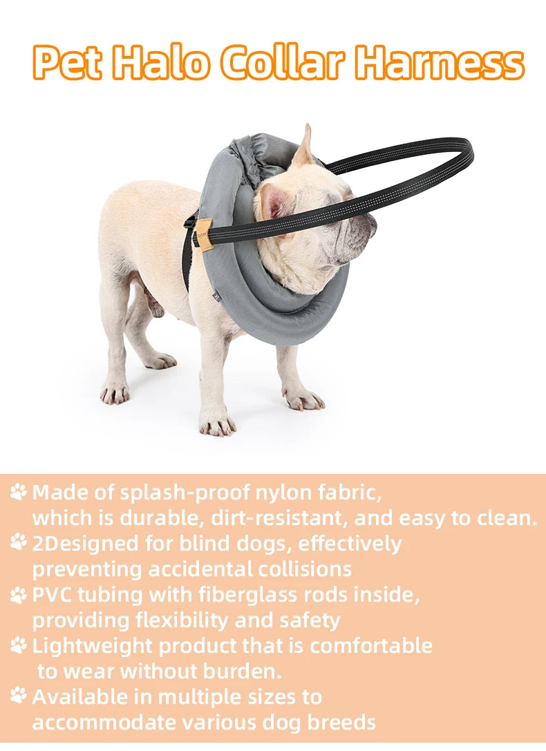 Blind Dog Safety Collar - Anti-Collision Protection Harness with Reflective Strips