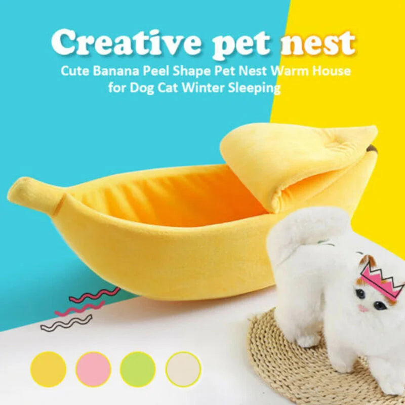 Banana-Shaped Cat Bed - Funny & Cozy Pet House