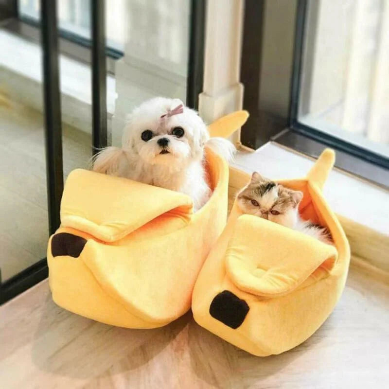 Banana-Shaped Cat Bed - Funny & Cozy Pet House