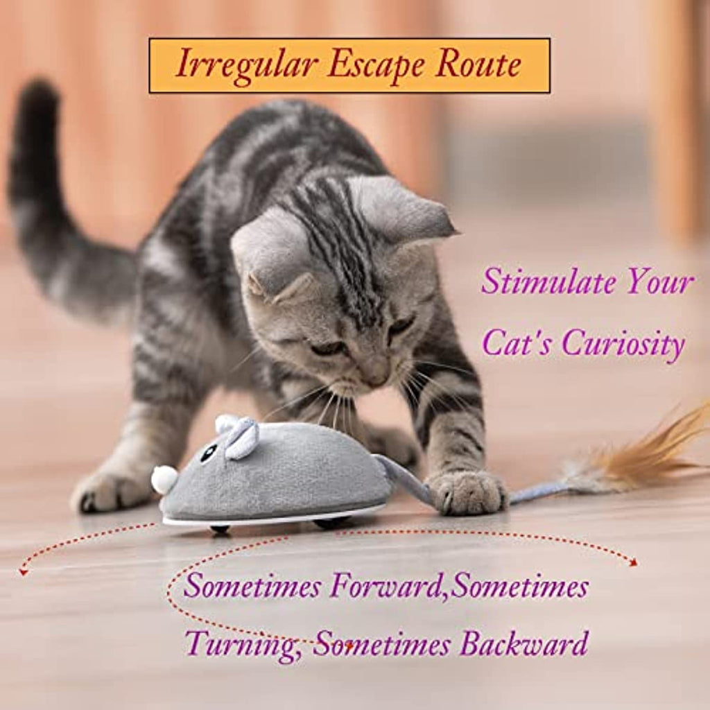 ATUBAN Smart Sensing Cat Toy - Automatic Feather Wand & Mouse