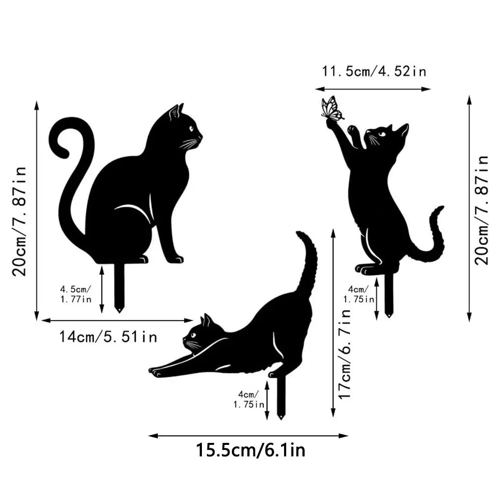 Weatherproof Black Cat Garden Figurine - Durable Iron Art Outdoor Sculpture