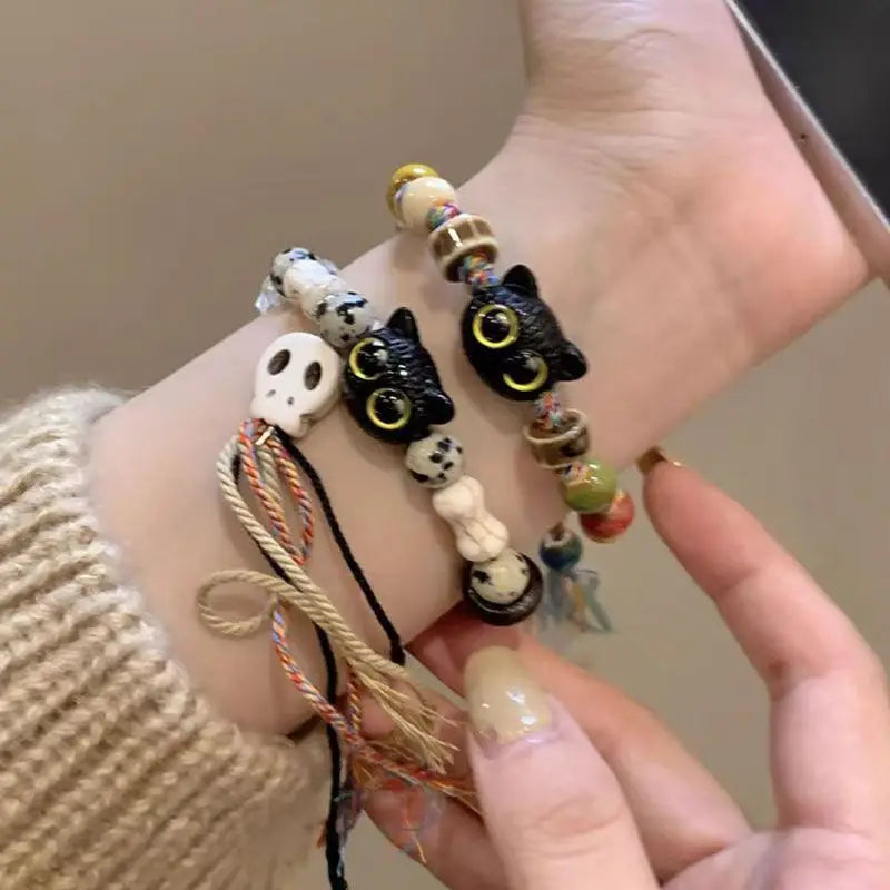 Cartoon Cat Charm Bracelet - Y2K Style