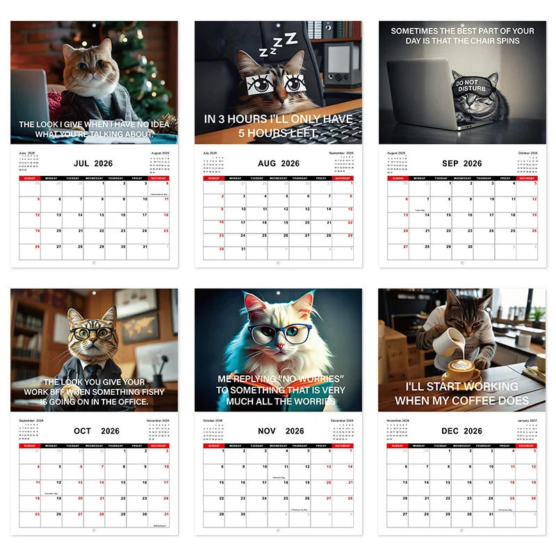 2026 Cat Art Wall Calendar - Daily Planning with Adorable Kitten Designs