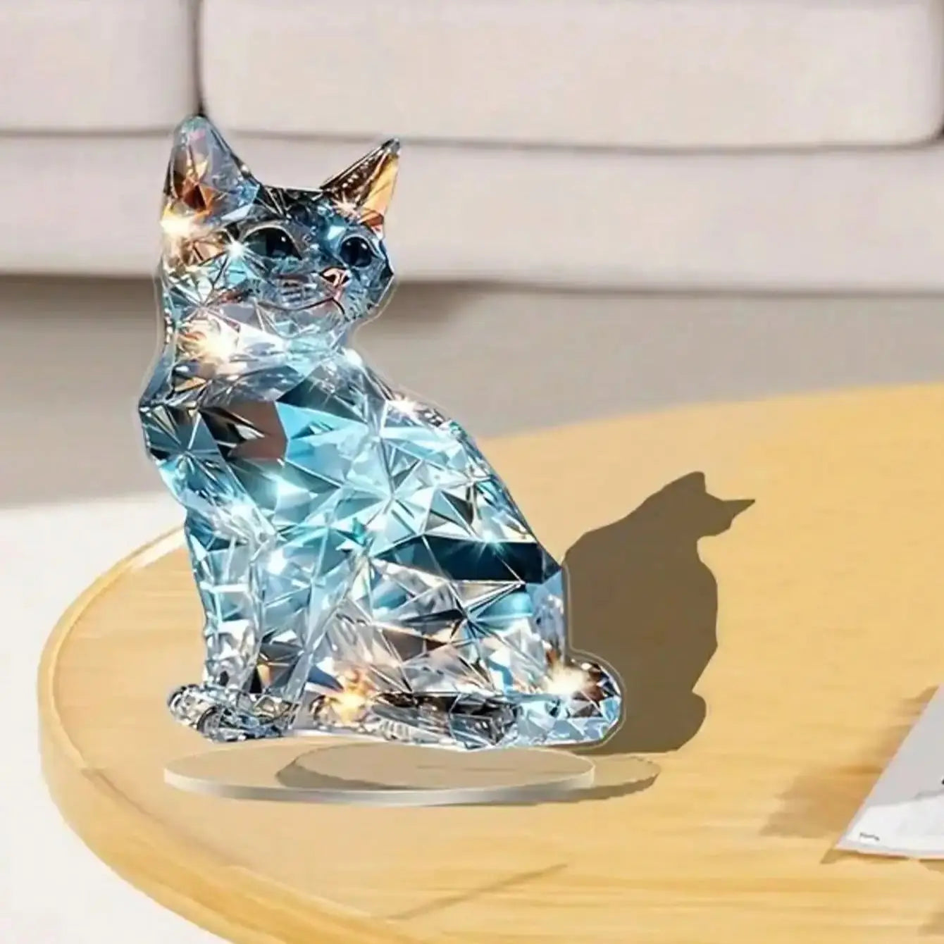 Elegant Cat Table Sculpture - Classic Animal-Themed Home & Office Decoration