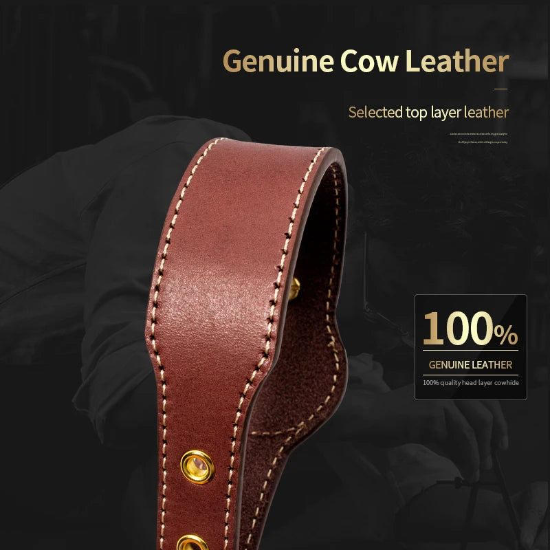 Premium Leather Dog Collar with AirTag Holder - Anti-Lost Pet Tracking