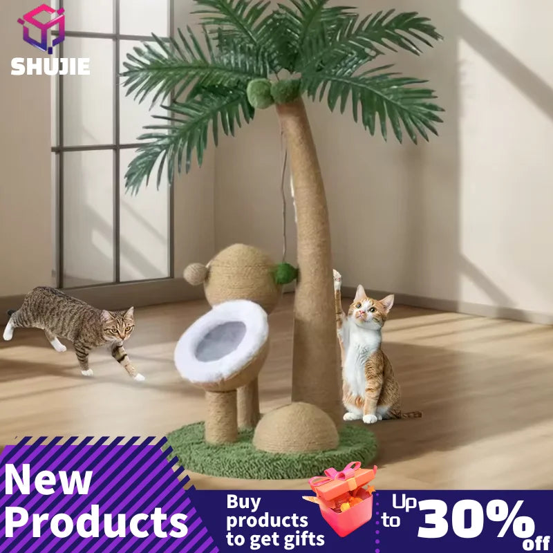 Coconut Tree Cat Scratching Post - Natural Sisal