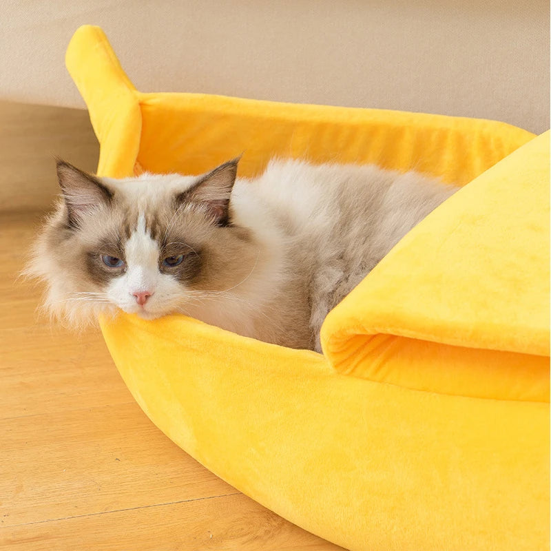 Banana-Shaped Cat Bed - Funny & Cozy Pet House