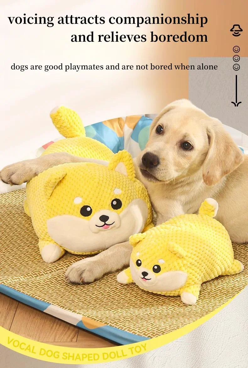 Interactive Dog Chew Toy - Bite Resistant Plush with Teeth Cleaning