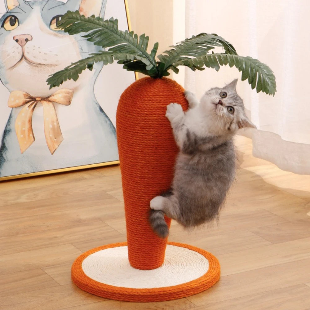 Adorable Carrot Cat Tree - Cute Sisal Scratching Post & Climbing Frame