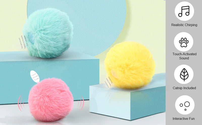 Smart Interactive Cat Ball - Touch Activated Squeaky Catnip Toy