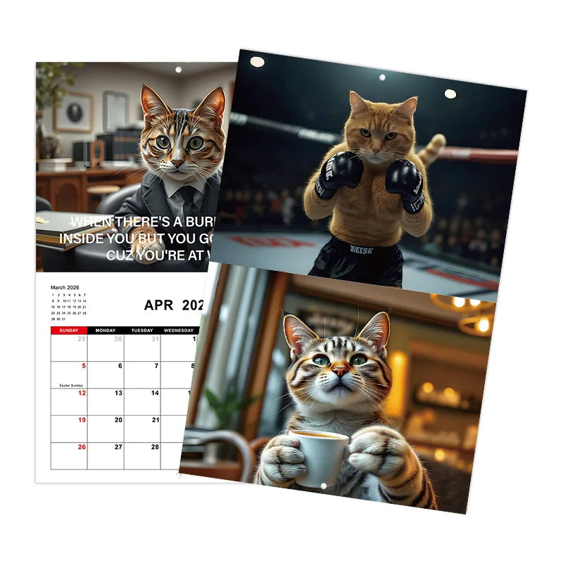 2026 Cat Art Wall Calendar - Daily Planning with Adorable Kitten Designs