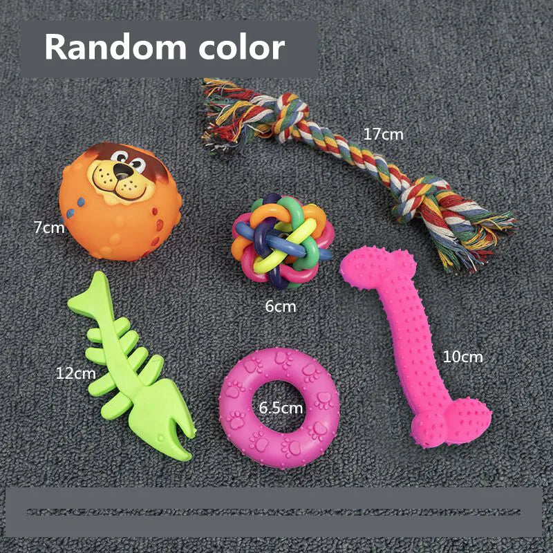 Dog Toy Kit - Ball, Bone, Rope & Squeaky Toys